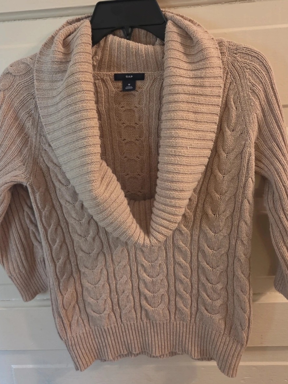 Vintage 1990s GAP Lambswool/Cotton Cable Knit Shawl Collar Sweater